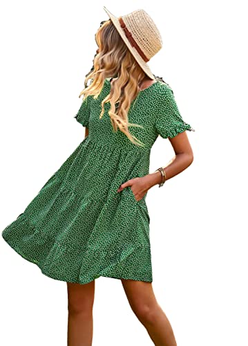 Robe mini décontractée à volants col rond imprimé floral EN8 XL femme