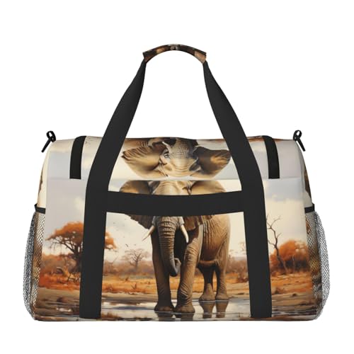 African elephant Travel Duffel Bag - Large Capacity Carry On Bag for Women & Men, Suitable for Travel and Outdoor Activities, Black3