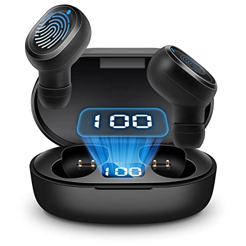 Wireless Earbuds Bluetooth, 5.2 Headphones, Noise Cancelling Earbuds Stereo Sound, Deep Bass & with Charging Case Air Buds Pro Touch Control,with Built-in Microphone Phone/Android/iOS, Black