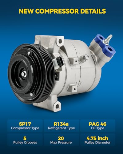Image of PHILTOP NEW AC Compressor Compatible with 2010-2011 Chevy Equinox Terrain 2.4L, 2015 Terrain 2.4L, Air Conditioning Compressor