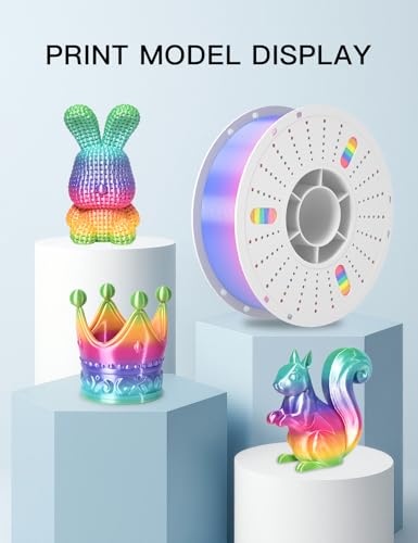 Image of PINBALL Silk Rainbow PLA 3D Printer Filament 1.75mm Shiny Multi-Color Changing Filament 3D Printing PLA Filament Dimensional Accuracy + /- 0.02mm 1 KG Silk Rainbow Candy