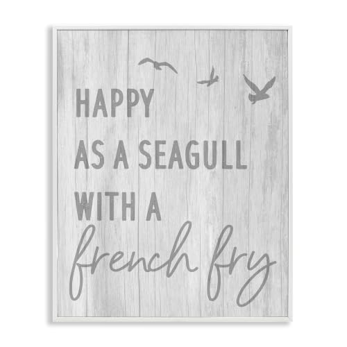 Rustic Seagull Beach Humor Phrase, 24 x 30 Inch Framed Giclée Print