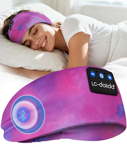LC-dolida Bandeau Écouteurs de Sommeil Bluetooth V5.4, Casque Audio Bandeau sans Fil, Bandeau Audio Sommeil de 15 Heures de Lecture, Bandeau de Sommeil Léger...