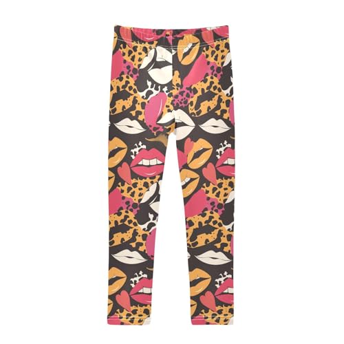 Lips Kiss Heart Pattern Love Girls Active Leggings Soft High Waisted Yoga Pants Running