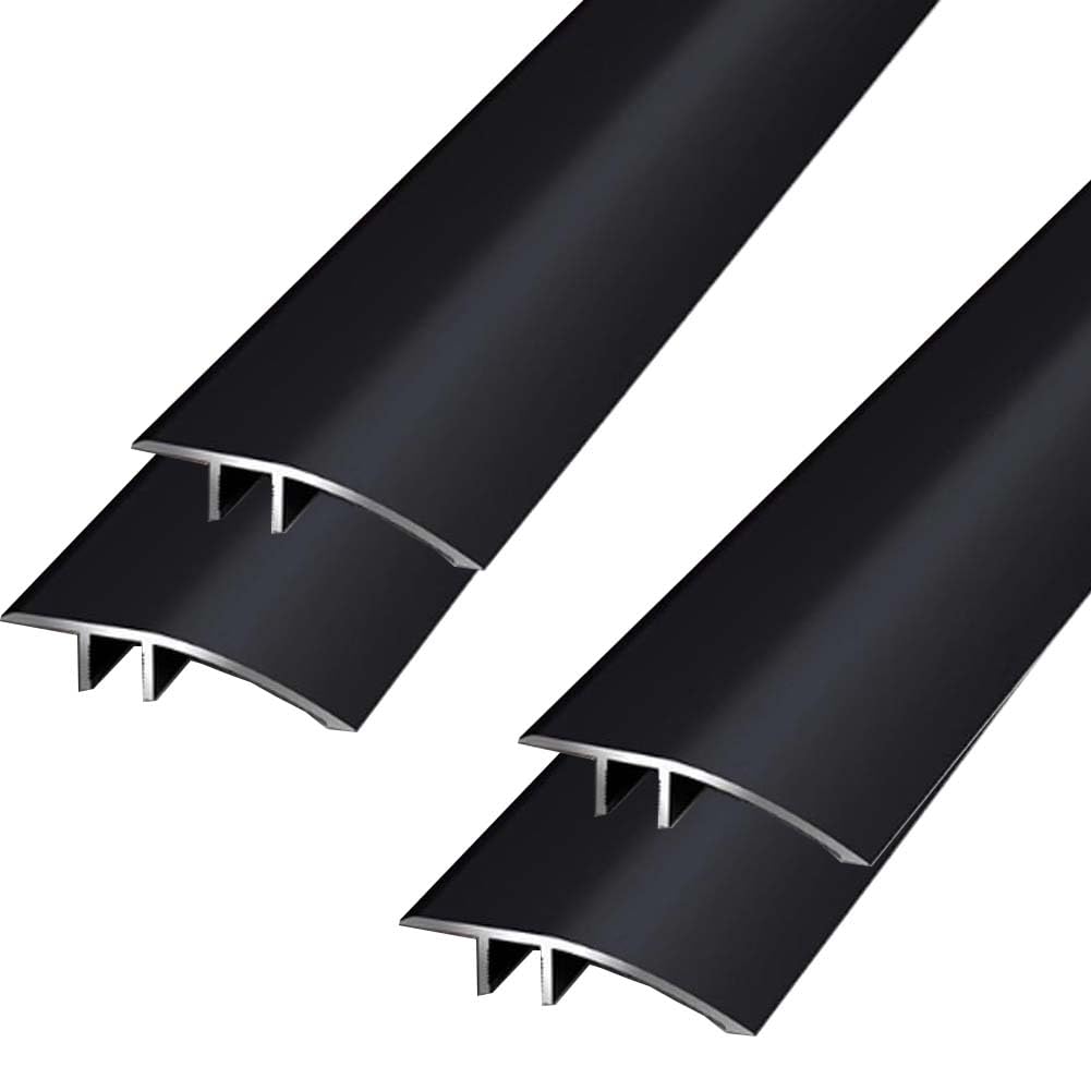 4PCS Aluminum Floor Transition Strip Door Bar,Floor Bar for Doorways Threshold Ramp Tile Laminate Planks,Suitable for Height Difference 6-12mm(Black,0.9m × 4.3cm) — image 1