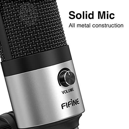 FIFINE USB Microphone for Zoom Video Meeting Online Class on PC Computer, Metal Condenser Desktop Mic with Gain Control for Windows and Mac, Silver - K669S - Image 7