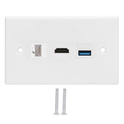 Wall Plate Panel ABS Household CAT6 + HDMI + USB3.0 Interface Socket Panel Clip-On Wall Plate Panel US Standard