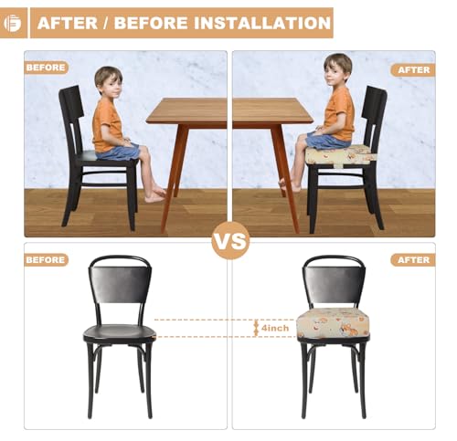 Image of Toddler Booster Seat for Dining Table, Portable Booster Seat for Kitchen Chair, 4 Inch High-Density Foam Cushion with Adjustable Safety Straps and Non-Slip Bottom, Perfect for Kids Travel and Daily
