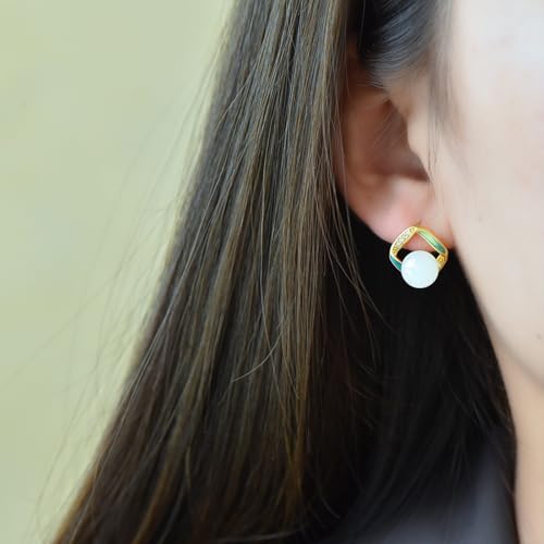 Boucles d'oreilles Jade Hetian cadeau géométrique émail pour filles