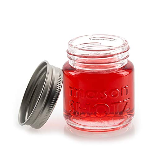 Premium Vials Mason Jar Shot Glasses with lids Set of 8, Mason Jar 2 Ounce Shot Glasses with Leak Proof Lids