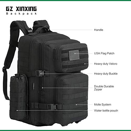 Gz Xinxing 3 Day Assault Pack Military Tactical Army Molle Rucksack Backpack Bug Out Bag Hiking Daypack For Hunting Camping Hiking Traveling (Black1) #TOP7