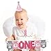Big Dot of Happiness Pink Elephant 1st Birthday - First Birthday Girl Smash Cake Decorating Kit - High Chair Decorations