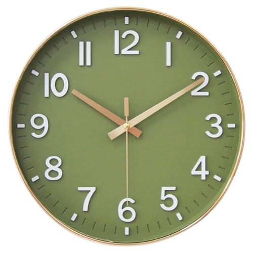 HZDHCLH Wall Clocks Battery Operated,Wall Clock Green Gold,8 inch Wall
