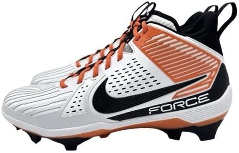 Nike Force Savage Pro 3 Men’s Mid Football Cleats White Orange Black DA5453-106 Size 14 M US