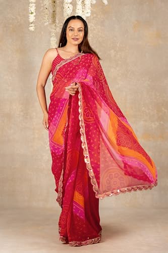 Image of MIRCHI FASHION Saree for Woman Georgette Floral Printed | Lightweight Comfortable Sari for Regular Social Wear and social visits