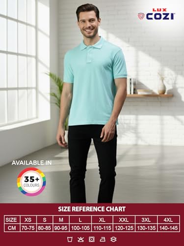 Image of Lux Cozi Men's Cotton Solid Polo Tshirt | Collar Tshirts | Half Sleeves | Stylish & Premium All Day Wear | Pack of 1
