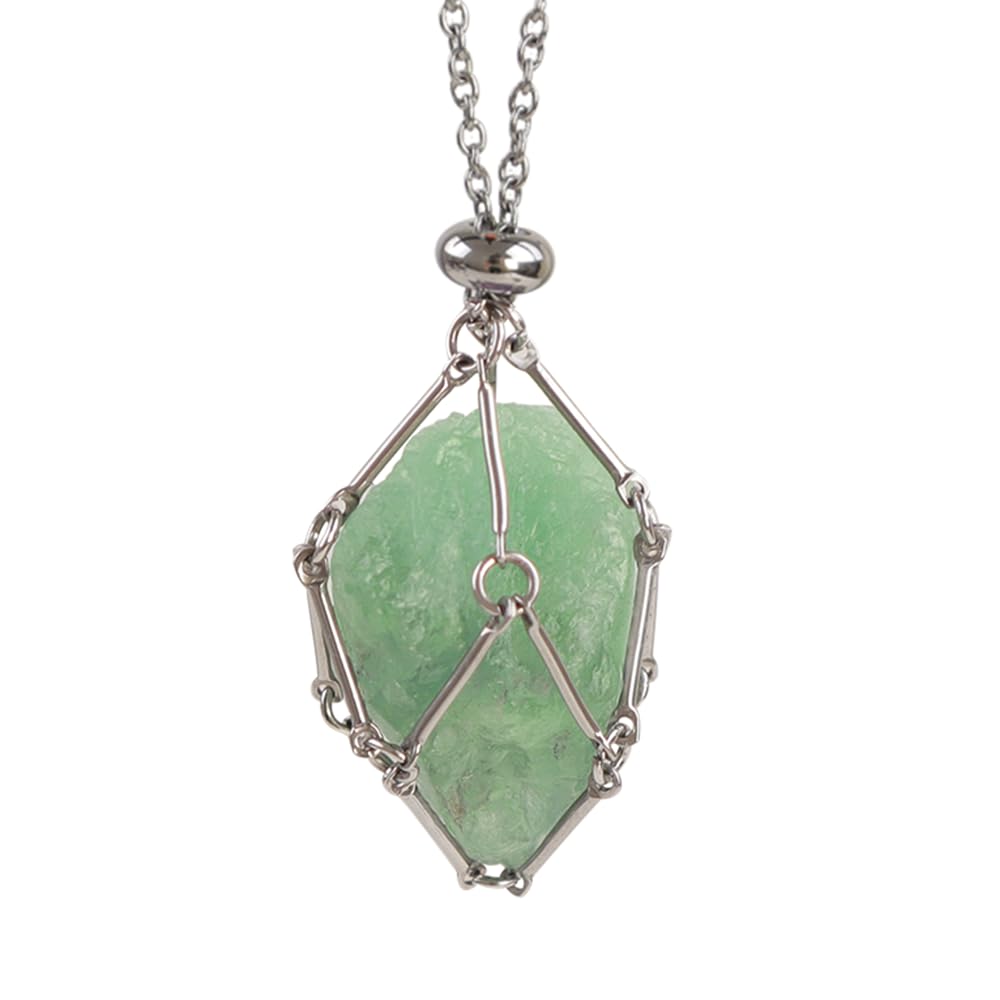 Handmade Crystal Holder Necklace - Stainless Steel Cage for Stone, Crystal Pendant Necklace,Quartz Gemstone Jewelry for Women Men.