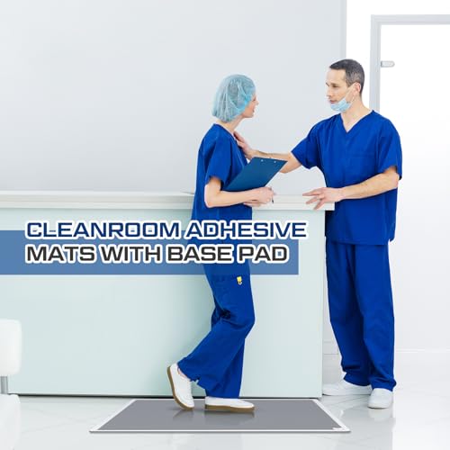 Image of Nuanchu Adhesive Mat Pad Include 1 Sticky Non Slip Base Pad 2 Tacky Dust Mats Construction of 30 (60 Sheets Total) for Clean Room Science Lab Matting Hospital(24x36 Inches,Gray,60 Sheets)