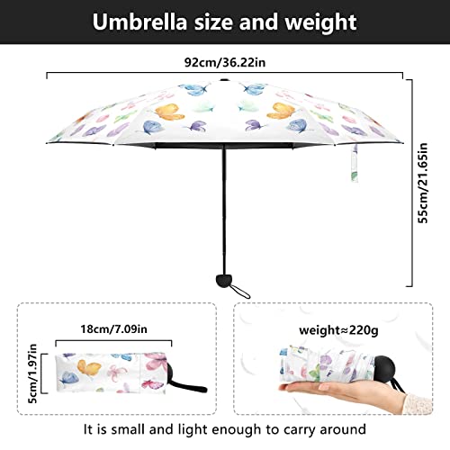 Qwthum Uv Sun Umbrella Travel Umbrella For 99% Uv Protection Windproof Rainproof Compact Folding Small Light Fashion Parasol For Men And Women Gift Butterfly #TOP2
