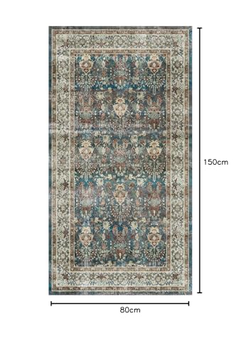 Dripex Machine Washable Rug - Green Boho Living Room & Bedroom Soft Short Pile Dining Room & Traditional Kitchen Non Slip 80x150cm - Image 3