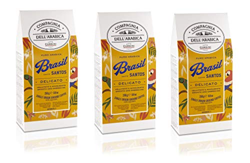 Caffè Corsini - Café Molido 3x250g Compagnia Dell’Arabica Brasil Santos, Mono Origen, Delicado, 750g en Total.