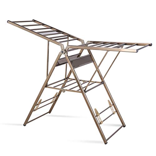 Aiaoi Drying Rack, Double Layer Folding Clothes Airer Multifunction Airfoil Windproof (bronze, 165cm × 105cm × 60cm)