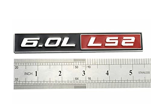 Image of 2X Black Red 6.0L Ls2 Adhesive Euro Emblem Decal Sticker Badge Fender Door Trunk (Black Red)