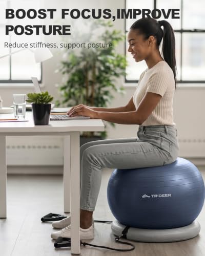 Image of Trideer Exercise Ball Chair - Yoga Ball Chair for Office, Pregnancy & Home