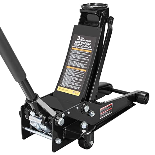 Wolf Hydraulic Ultra Low Profile Heavy Duty Steel Service/Floor Jack With Dual Piston Quick Lift Pump, 3 Ton (6,000 Lb) Capacity, Black (Wftz830026Xb) #TOP28