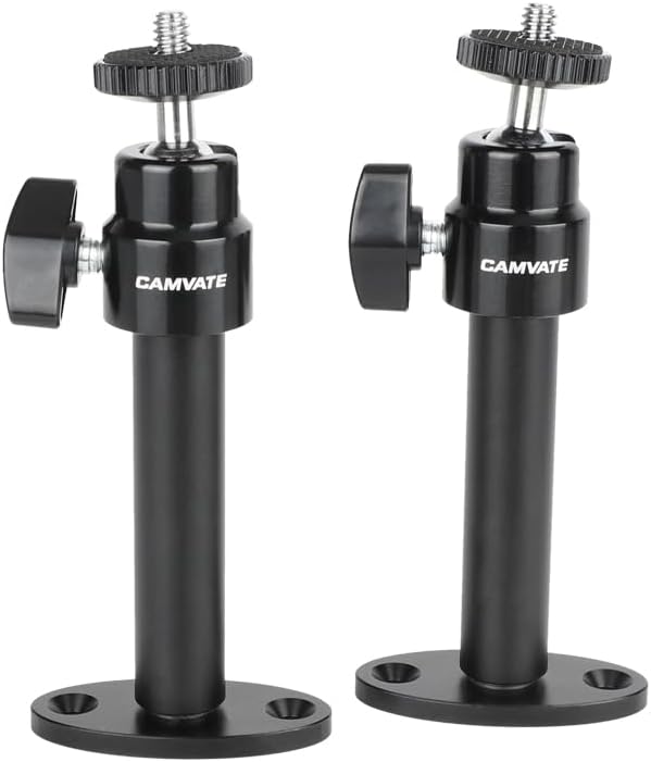 CAMVATE Soporte de pared de seguridad con 14 «-20 mini cabeza de bola para sistema de vigilancia de cámara CCTV (2 piezas) -24007