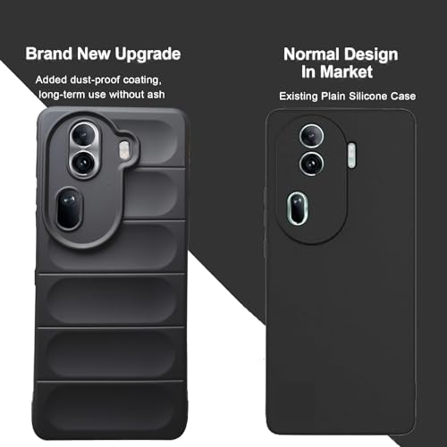 Image of A rtistque Liquid Silicone Stripes Back Cover Case for Oppo Reno 11 Pro 5G | with Camera Protection | with Inner Fabric | Anti Slip Grip | AirBag Case - Black