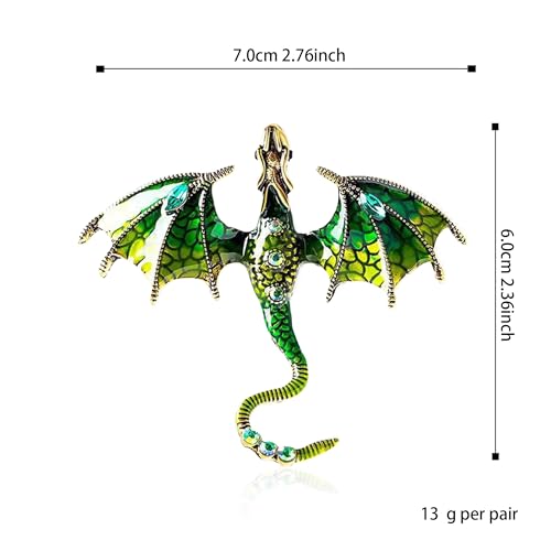 Image of Vintage Punk Dragon Animal Brooch - Domineering Flying Dragon Personality Clothing Accessories for Men and Women