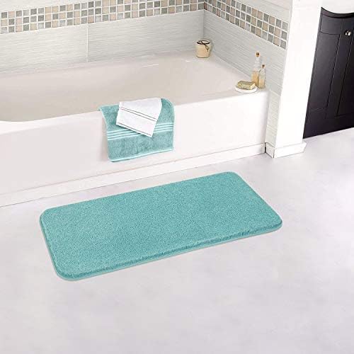ZARCKER Bath Mat, Non Slip Bathroom Mat 40*60CM, Machine Washable Extra Water Absorbent Bath Rug, Soft and Fluffy Microfiber Bathroom Carpet - White