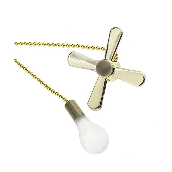 YINETTECH Pair of Attractive Beaded Puller Chain with Bulb Pendant Fan Pendant Light Fan Decoration Bronze/Gold/Silver - Image 3
