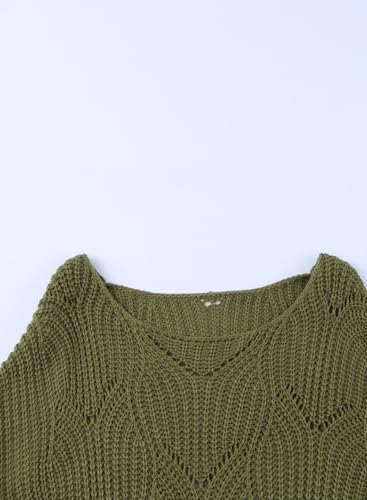 Image of Dokotoo Womens Sweaters 2026 Crewneck Cute Elegant Soft Long Sleeve Hollow Cable Knit Pullover Tops