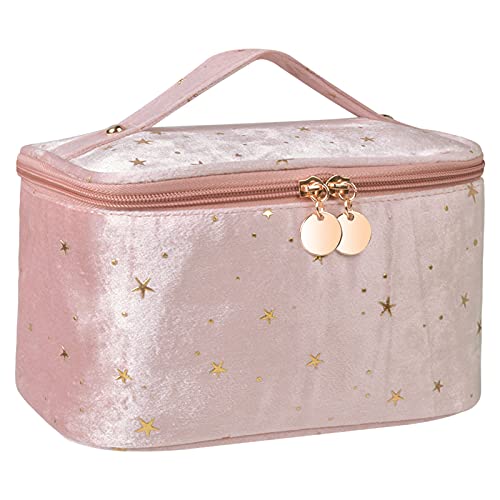 Chstarina Trousse de Toilette Femme Grande Capacité Trousse de Cosmétique Tousse de Maquillage Voyage Sac de Lavage pour Vacance Organisateur de Cosmétiques pour Femmes Filles (Rose) Cover