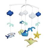 Juguetes educativos Diseño de decoración de vivero Cosido a mano Decoración de cuna para bebé Regalo para recién nacido Móvil musical para 0-1 años (animales marinos)