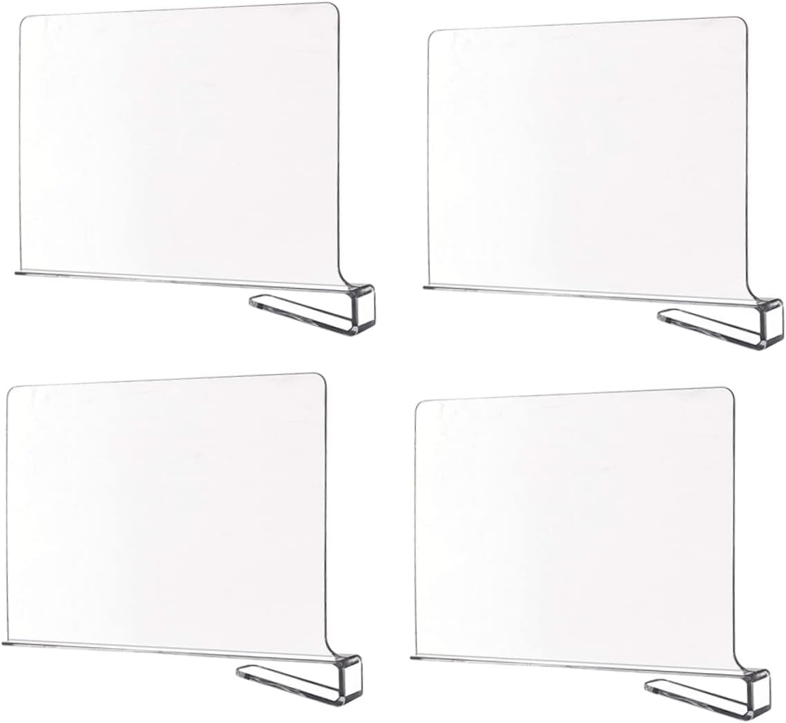 4pcs Wardrobe Divider Shelf Separator for Closet Organization Clothes Bags and Books Storage for Cabinets and Pantries