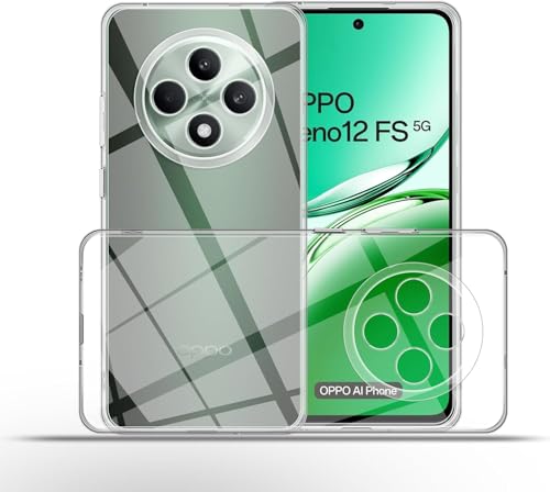 CAPTOR Cover Oppo Reno 12F / 12 FS 4G 5G, Custodia Trasparente in Silicone Morbido, Sottile, Anti-Graffio, Protezione Fotocamera, Anti-Ingiallimento, Flessibile e Resistente per Cover Reno 12F / 12 FS