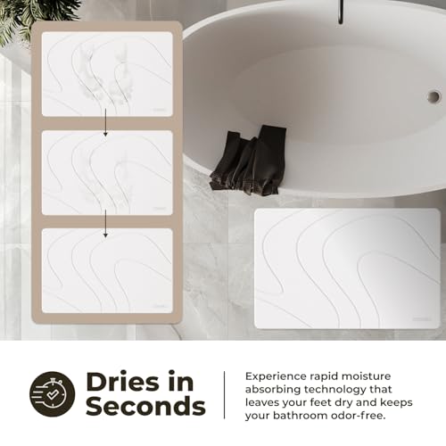 Image of TOSORO - Stone Bath Mat Diatomaceous Earth Shower Mat Non-Slip Super Absorbent Diatomite Stone Bath Mats for Bathroom Floor Quick Drying Natural Easy to Clean (23.5 x 15) - Sandstone