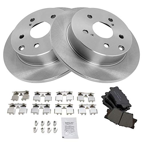 Image of TRQ Rear Brake Pad and Rotor Set Ceramic Solid Rotors