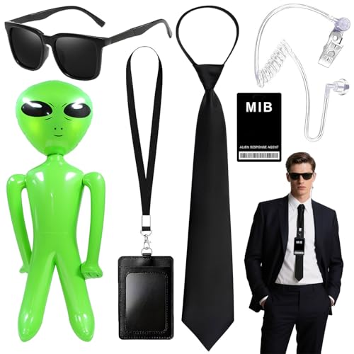 Agent Costume Set for Men, Agent Fancy Dress Set with Tie for Party Supplies (Style 1) Multicolor