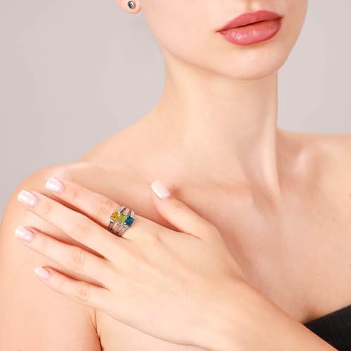 Silvershake 1.04ct. Genuine Octagon Shape Citrine White Gold Plated 925 Sterling Silver East-West Solitaire Promise Ring Size 6.5 - 1