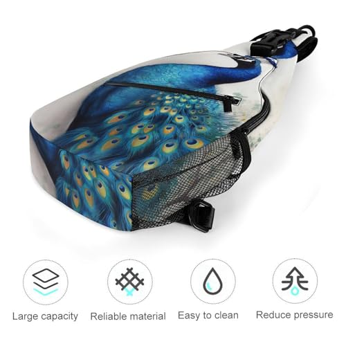 Mochila Sling deportiva Blue Peacock para senderismo y uso casual miniatura 5