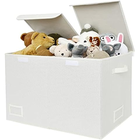 GRANNY SAYS Extra Large Storage Bin with Lid, Fabric Closet Bin Storage Organizer for Home, Storage Box Decorative for Organizing Bedroom Wardrobe, Pearl White, 1-Pack Cover