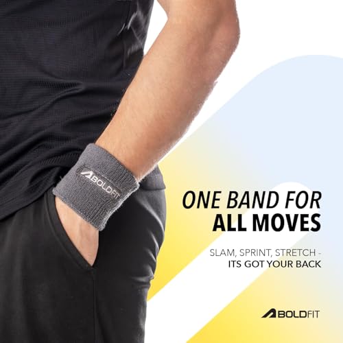 Image of Boldfit Cotton Wrist Band for Men & Women 3 Inch - Wrist Sweat Band for Badminton Football, Basketball, Running & Athletic Sports, Sweat Absorbent Wrist Bands
