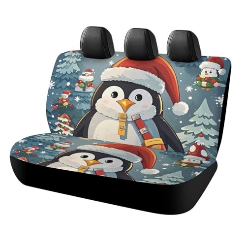 Housses de siège de voiture universelles antidérapantes arrière camion SUV pingouin Noël