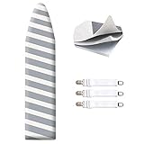 SheeChung 42”x12” Ironing Board Cover and Pad - with Pull Bungee Fit System and 3 Connecting...