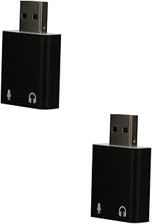 UKCOCO 2pcs USB External Sound Card Computer Adapter PC Sound Card Headset Adapter for PC USB Audio Adapter Portable Sound PC Headset Adapter Audio Adapter 3d Sound Cards Aluminum Black
