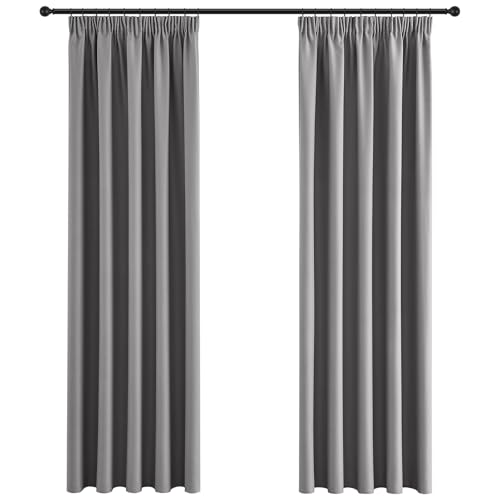 Topfinel Cortinas Salon Moderno Aislantes Frío Y Calor Cortinas Opacas para Dormitorios Y La Habitacion De Matrimonios Cortina Cinta para Riel Color De Gris 2 Piezas
